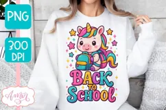 Back to school shirt PNG, Cute unicorn sublimation design Product Image 5