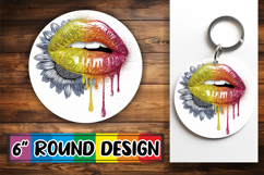 Cheerful Circle Coasters Design PNG, Dripping Lips Product Image 1