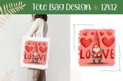 Love Gnome Illustration PNG, Love Tote Bag Sublimation Product Image 1