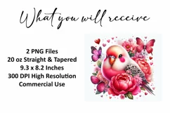 Valentine's Day Love Bird Tumbler Wrap Sublimation Design Product Image 2