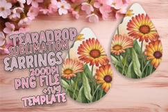 Elegant Teardrop Design PNG for Earrings , Flowers Product Image 1