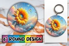Enchanted Keychain Round Sublimation PNG, 3D Flower Product Image 1