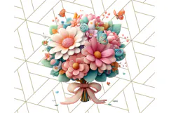Pastel Flower Bouquet PNG Clipart, Elegant Floral Art Product Image 3