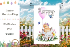 Happy Easter Garden Flag, Watercolor Easter Chick PNG Product Image 1