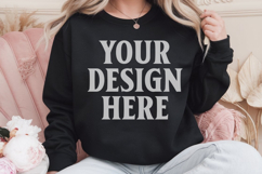 Gildan 18000 Black Mockup , Crewneck Sweatshirt Boho Mock-up Product Image 1