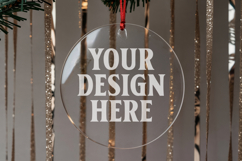 Christmas Acrylic Ornament Mockups | Round Clear Acrylic Orn Product Image 1