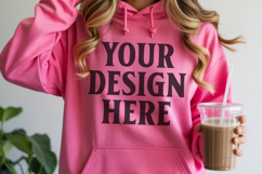 Pink Gildan 18500 Hoodie Sweatshirt Mockup, Unisex Hoodie Product Image 1