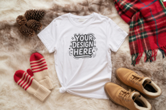 Women Flat lay Winter T-Shirt Mockup PSD JPG Product Image 1