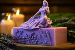 Elegant lavender soap with figurine and candles Product Image 1