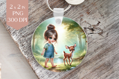 Woodland Girl with Baby Deer Sublimation PNG Product Image 1