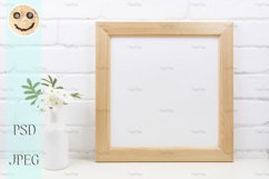 Wooden square frame mockup with Tobacco flowers. Product Image 3