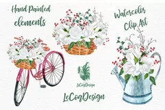 Watercolor roses clipart ROSES BOUQUETS White flowers Product Image 2