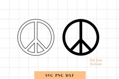 Peace sign silhouette and outline | Svg, Dxf and Png files Product Image 1