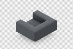 Isometric Arm Chair 3D isolated render Product Image 1