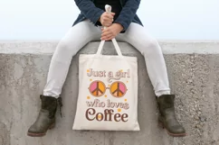 Just a girl who loves coffee. Retro coffee quote SVG, PNG. Product Image 2