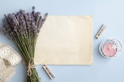 Top view lavender flowers and blank sheet mockup Product Image 1