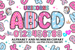 Unicorn Alphabet png clipart, unicorn letters doodle Product Image 1