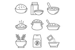 Oatmeal icons set, outline style Product Image 1