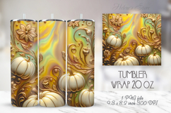Yellow gold pumpkins pattern tumbler 20oz wrap designs png Product Image 1