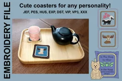 Skunk & Moose Coasters - 4 x 4 and 5 x 7 Hoops Product Image 2