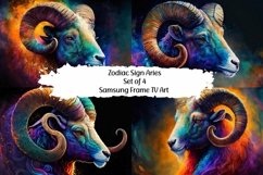 Samsung Frame TV Art, Zodiac Sign Aries Set of 4 Product Image 1