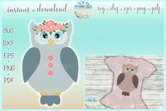 Girly Owl with Flowers SVG Dxf Eps Png PDF Files Product Image 1