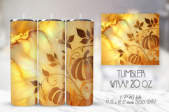 Yellow gold pumpkins pattern tumbler 20oz wrap designs png Product Image 1
