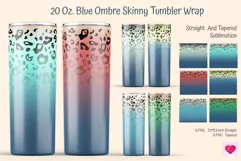 Tumbler Blue Ombre Sublimation. Leopard Print Tumbler Wrap Product Image 1