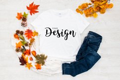 Gildan 64000 Softstyle White T-shirt Mockup for Fall Product Image 1