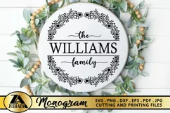 Family Monogram SVG Family Name SVG Farmhouse Wreath SVG Product Image 1