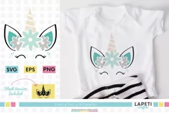 Unicorn floral head svg, unicorn birthday png, unicorn face Product Image 3