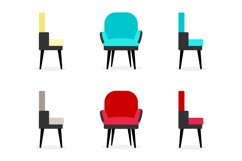 Chairs flat color vector objects set Product Image 1