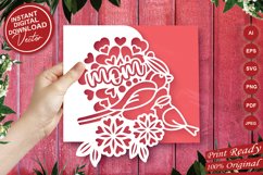 Papercut Mom with Baby Bird and Hearts Card Cover Template Product Image 5