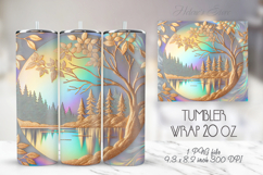 Pastel and gold forest pattern tumbler 20oz wrap designs png Product Image 1