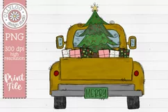 Doodle Truck with Christmas Tree | Yellow Christmas Truck Product Image 2