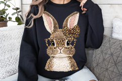 Easter Bunny png, Leopard Print Knit Bunny with Glasses png Product Image 10