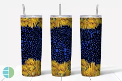 Skinny Tumbler Sublimation Design - Sunflower Leopard Print Product Image 4