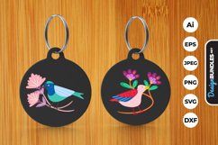 Ethnic Folk Bird and Flower Keychain Product Image 1
