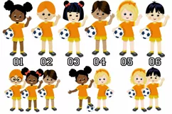 Multi-cultural kids soccer clipart, sport team, sports Product Image 4