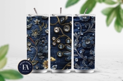 Navy Crystal Embroidery | Luxury Denim Fabric Texture Product Image 2