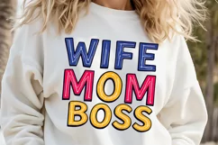 WIFE MOM BOSS clipart | Mothers day Sublimation design png Product Image 1