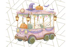 Pastel Halloween Town PNG Clipart, Spooky Shops & Homes Png Product Image 5