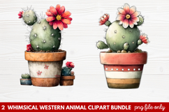 2 Whimsical Western Animal Clipart | Cute Cowboy Animals PNG Product Image 1