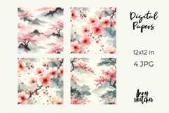 Sakura Blush Digital Paper Watercolor Seamless Pattern Product Image 2