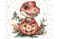 Fall Dinosaur PNG Clipart with Autumn Elements, Cute Dino Product Image 4