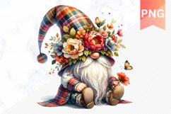 Floral Gnome Sublimation - Gnome Clipart Design Product Image 1