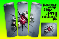 EYE-CATCHING 20oz Sublimation Tumbler , 3D Heart Product Image 1