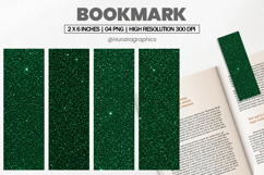 Green Glitter Bookmarks PNG, Bookmark Sublimation Product Image 1