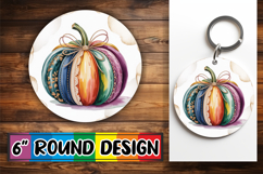 Timeless Keychain Circle Design, Pumpkin Watercolor Product Image 1