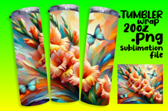 SLEEK 20oz Sublimation Tumbler Template , Flowers Product Image 1